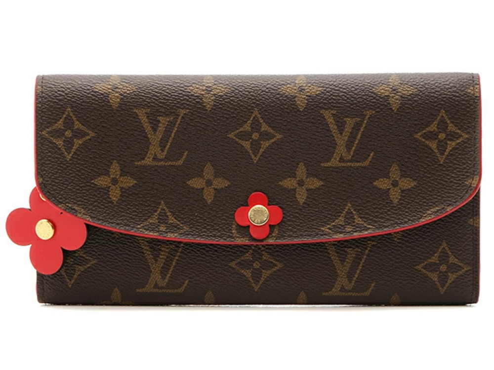 LOUIS VUITTON Portefeuille Emilie Long Wallet Monogram Flower Poppy Red
